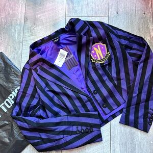 Wednesday Nevermore Academy / Hot Topic Purple and Black Striped Jacket
